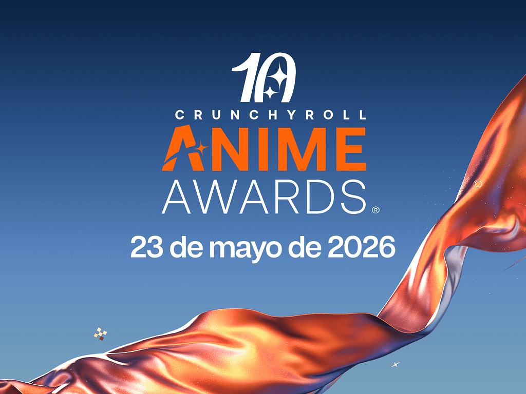Logo de los Premios Crunchyroll Anime 2026 con fecha del 23 de mayo de 2026 en un fondo azul.